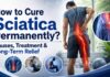 Sciatica treatment in Pune guide showing lower back and leg pain relief steps on how to cure sciatica permanently.